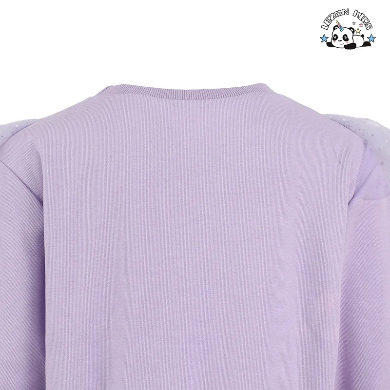 LEZONKIDS - Custom Pearls Tulle Ruffle Sweatshirt Flares 2 Pieces Sets of Kids Girl Cute Toddler Girls Clothing Sets